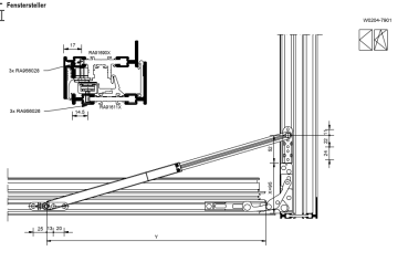 Jansen rp fineline 70W Euronut Zubehör, Fenstersteller EGO-B mit Flügelbremse ab 5°, Artikel Nummer RX791024