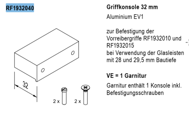 Jansen rp fineline 70W, Griffkonsole 32 mm Aluminium EV1, Artikel Nummer RF1932040