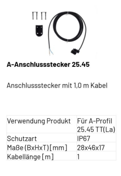 Marantec A-Anschlussstecker 25.45 Anschlussstecker mit 1,0 m Kabel, 186956