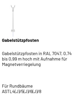 Marantec Gabelstützpfosten in RAL 7047, 0,74 bis 0,99 m, 182886