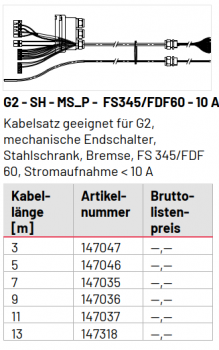 Marantec Kabelsatz, G2 - SH - MS_P -  FS345/FDF60 - 10 A