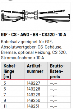 Marantec Kabelsätze G1F (flach), G1F - CS - AWG - BR - CS320 - 10 A