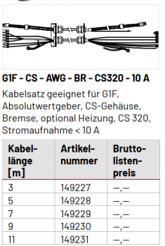 Marantec Kabelsätze G1F (flach), G1F - CS - AWG - BR - CS320 - 10 A - 5.0, 149228