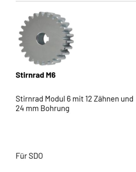 Marantec Stirnrad Modul 6 mit 12 Zähnen und  24 mm Bohrung, 178073