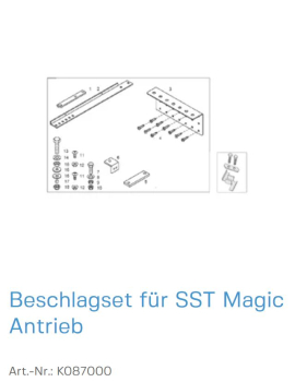 Normstahl Beschlagset für SST Magic Antrieb. Schubstange T11220 inklusive, K087000