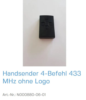 Normstahl Handsender 4-Befehl 433 MHz ohne Logo, N000880-06-01