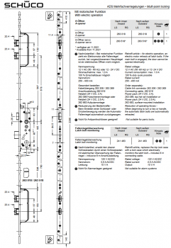 Schüco ADS Mehrfachverriegelungen, 5 Riegel-Fallenschloss „SafeMatic“ für motorischer Funktion, 263518, LS/RS