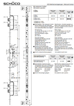 Schüco ADS Mehrfachverriegelungen, 5 Riegel-Fallenschloss „SafeMatic“, RC2, mit Sicherungsbügel, Dornmaß 32,5  mm, 279008, RS nach innen