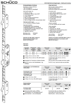 Schüco ADS Mehrfachverriegelungen, Schwenkhaken-Schloss, RC3, Dornmaß 34,0 mm, 241783, LS, nach außen