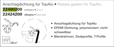 Schüco Anschlagdichtung Schüco Corona TopAlu schwarz, 22490200, Blendrahmen, Stulpprofil, T-Profil