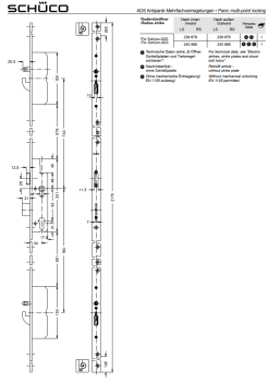 Schüco Antipanik Schwenkhaken-Bolzenschloss, Mehrfachverriegelung, 241 444, nach innen LS, Dornmaß 34,0 mm, Panikfunktion B