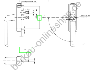 Schüco Fenstergriff, schwarz 90GR, für Senk-Klapp-Fenster, 269560, Befestigungsabstand 100 mm