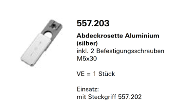 Schüco Jansen-Economy 50 Fenster, Abdeckrosette Aluminium silber, Artikelnummer, 557.204, Beschläge