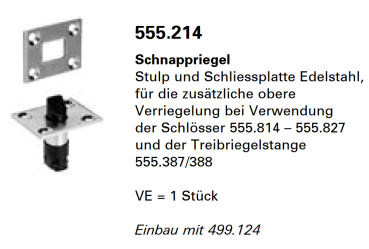 Schüco Jansen Janisol 2 EI30, Schnappriegel, Artikelnummer 555.214