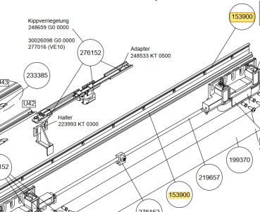 Schüco Laufschiene 34 CO, 153900, für PASK 150 kg 1,000 Meter