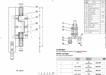 Schüco Laufwagenband-Set RAL 9016, ASS 50 FD.NI, Artikelnummer, 223826, für oben und unten