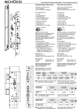 Schüco Riegel-Fallenschloss Antipanik, 241 968, ADS, nach außen RS, mit Panikfunktion E