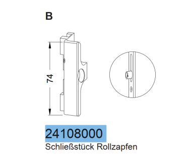 Schüco Schließstück Rollzapfen, 24108000, für Profilsystemen Schüco LivIng und Schüco CT 70 für Nebeneingangstüren