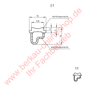 Schüco Haustür Dichtung unten Schwellendichtung, 28648600, 98051137, schwarz, System Corona
