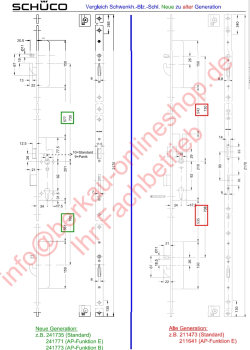 Schüco, Schwenkriegel-Bolzenschloss, Mehrfachverriegelung, Softlockfalle, 241735, Dornmaß 39,0 mm