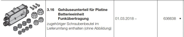 Hörmann Gehäuseunterteil für Platine  Batterieeinheit Funkübertragung, 636638
