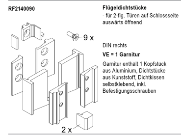 rp fineline 70D, Flügeldichtstücke, für 2-flg.Türen auf der Schlossseite auswärts, Artikel Nummer, RF2140090, 30058544