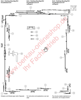 rp fineline 70W Fenster, Umlenkung für Dreh- / Drehkipp-Beschlag RC2 Euronut, Artikel Nummer: TEUL5050 Pos.5
