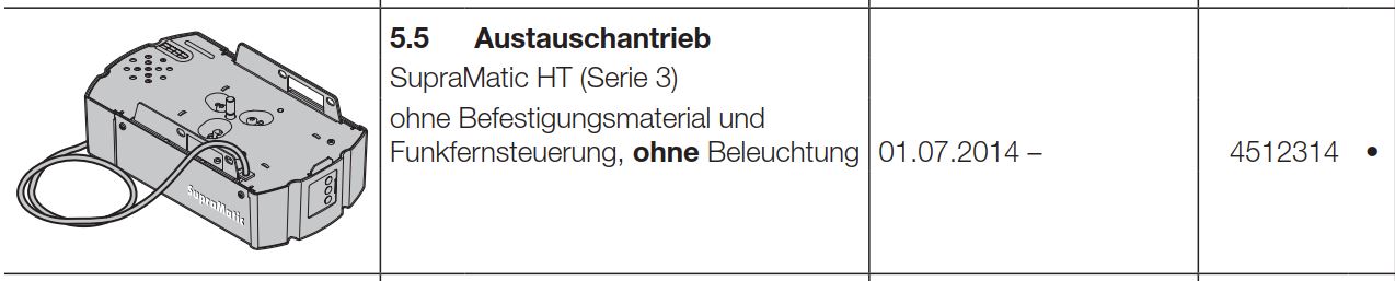 Hörmann Austauschantrieb SupraMatic HT Serie 3