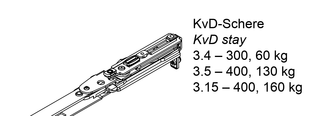 Schüco Kipp vor Dreh (KvD) Schere 400V 160 RSA, AvanTec, 275 358 RS