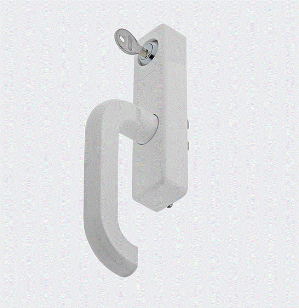 Schüco Fenstergriff (Getriebe-Handhebel) abschließbar Weiß rechts , 21457800