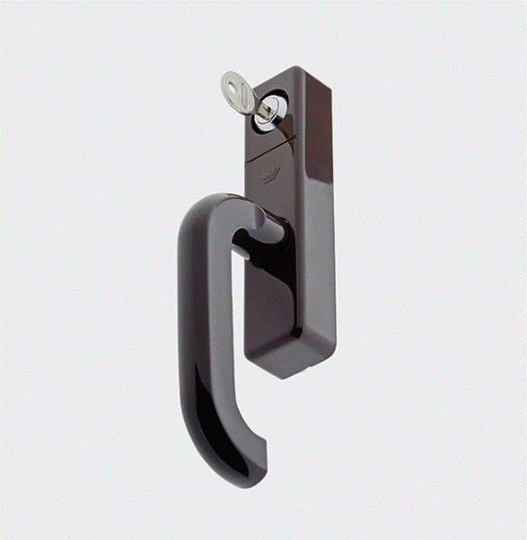 Schüco Fenstergriff (Getriebe-Handhebel) abschließbar Rechts Braun / Schüco Riegelstangenbeschlag, 21458000