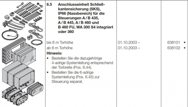 Hörmann Anschlusseinheit Schließkantensicherung SKS-IP66 Nassbereich bis 6 Meter Torhöhe, 638101