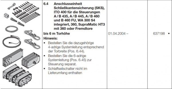 Hörmann Anschlusseinheit Schließkantensicherung SKS bis 6 Meter Torhöhe, 637198
