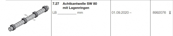 Hörmann Achtkantwelle SW 80 mit Lagenringen Garagen-Rolltor RollMatic T, 8992076