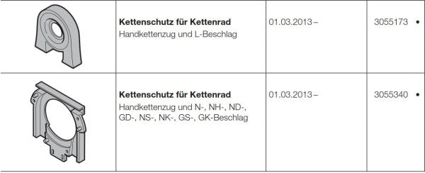 Hörmann Ersatzteil für die Baureihe 20-30-40-50 Allgemeines Zubehör Kettenschutz für Kettenrad Handkettenzug und L-Beschlag, 3055173