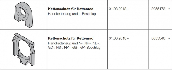 Hörmann Ersatzteil für die Baureihe 20-30-40-50 Allgemeines Zubehör Kettenschutz für Kettenrad Handkettenzug und N-, NH-, ND-,  GD-, NS-, NK-, GS-, GK-Beschlag, 3055340