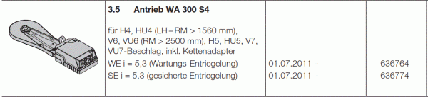 Hörmann Ersatz Antrieb WA 300 S4 WE i = 5,3 (Wartungs-Entriegelung), 636764
