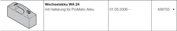 Hörmann Wechselakku WA 24 mit Halterung für ProMatic Akku, 438703