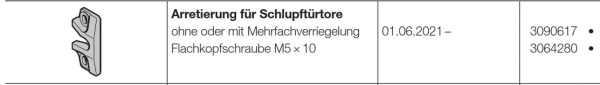 Hörmann Arretierung für Schlupftürtore  BR 60, 3090617