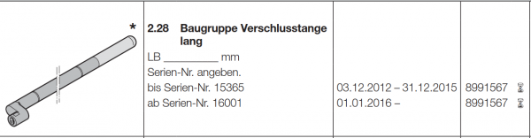 Hörmann Verschlussstange lang für Innen-Rolltor und Rollgitter RollMatic, 8991567