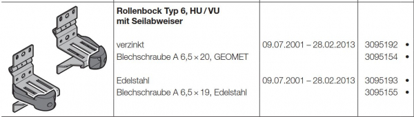 Hörmann Rollenbock Typ 6 HU-VU mit Seilabweiser Industrie-Baureihe 30-40-50, 3095192