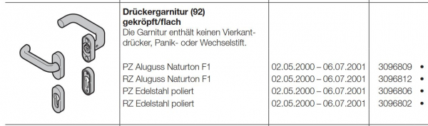 Hörmann Drückergarnitur (92) gekröpft flach Edelstahl gebürstet Baureihe 30-40-50-60, 4016897