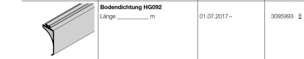 Hörmann Bodendichtung HG092, Baureihe 30, 40, LPU 67 Thermo (Privat Tore), 3059993