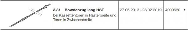 Hörmann Bowdenzug lang HST, Seiten-Sektionaltore, 4009660
