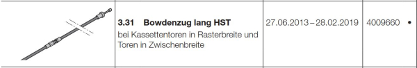 Hörmann Bowdenzug lang HST, Seiten-Sektionaltore, 4009660