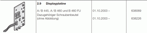 Hörmann Displayplatine für Steuerungen A / B 445, A / B 460 und B 460 FU, 445 R, 460 R, B 455 R, 638069