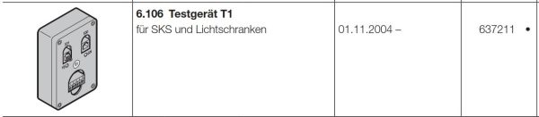 Hörmann Ersatzteil und Zubehör WA 300 / WA 400 / ITO 400 / SupraMatic H/HT, Testgerät T1 für SKS und Lichtschranken, 637211