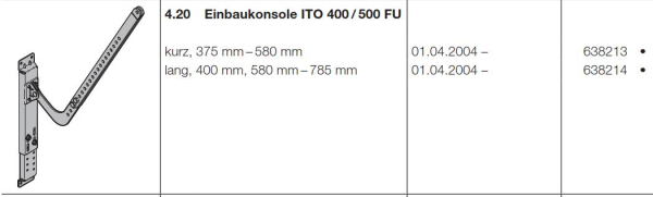 Hörmann Einbaukonsole ITO 400 / ITO 500, lang, 151180, 638214, 151179