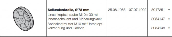 Hörmann Seilumlenkrolle Durchmesser 78 mm, Baureihe 20, 30, 40, 50, 60, 3047251