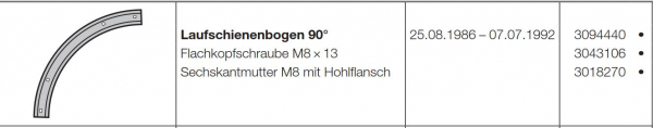 Hörmann Ersatzteil Zargen Laufschienenbogen 90 grad für Industrietore-Baureihe 20-30-40-50, 3094440
